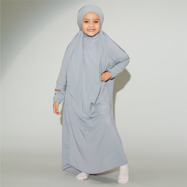 Shameera Abaya Kids in Light Grey 3-4 Tahun (Lozy x Hamidah)