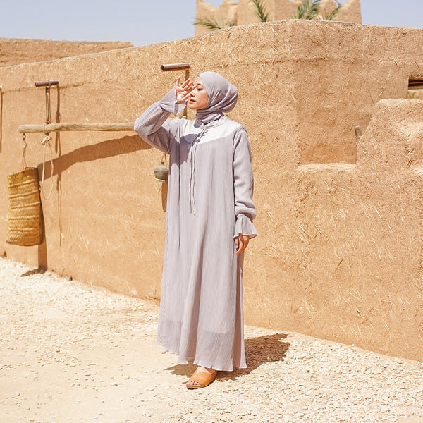 Sauda Pleats Dress Light Grey