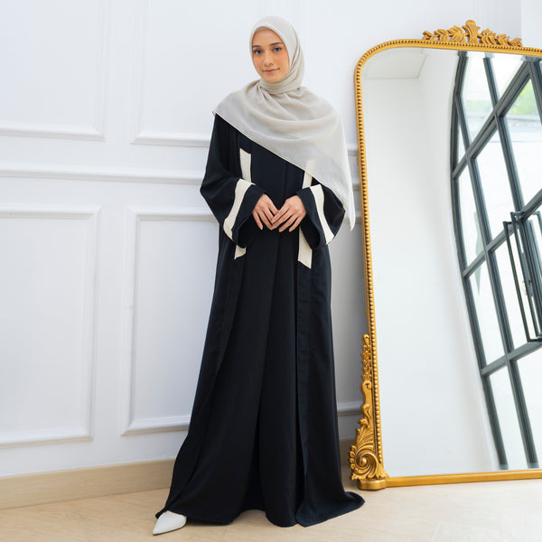 Faaza Abaya Set (One Set Gamis Syari) Black Size L-XL