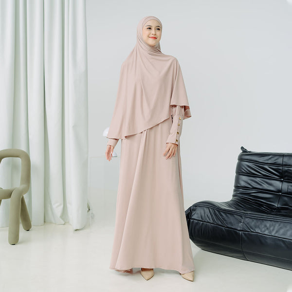 Pre Order Hafisa Abaya Set Soft Beige