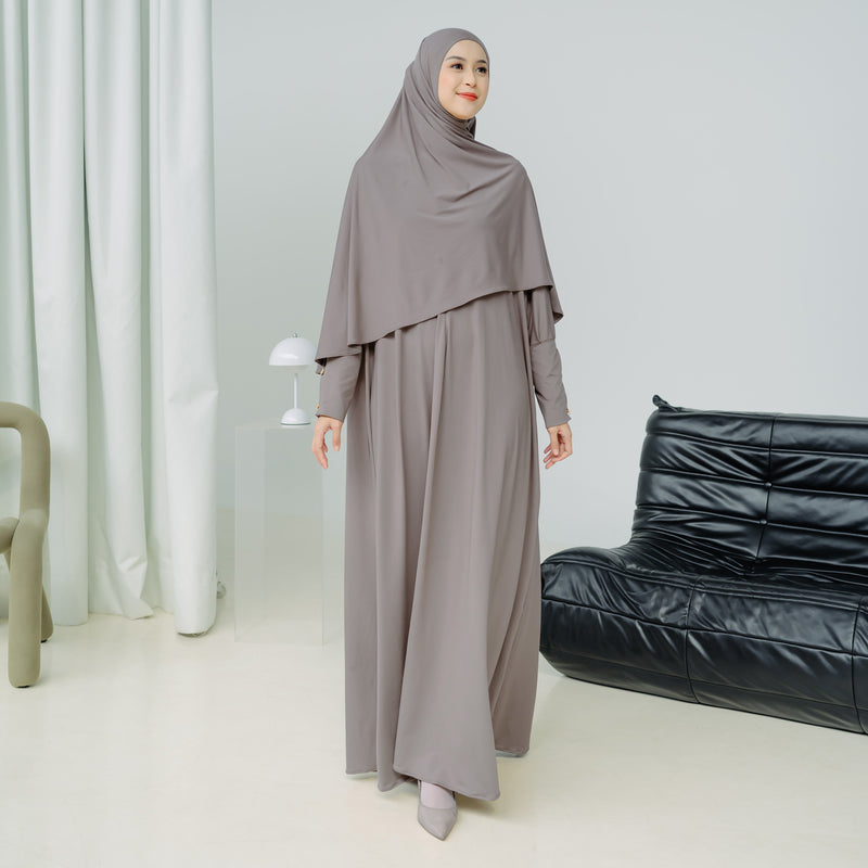 Pre Order Hafisa Abaya Set Grey Cream