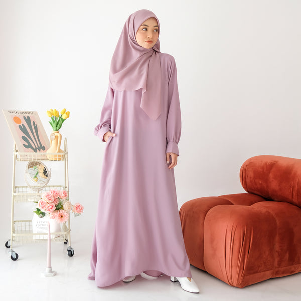 Sahara Dress (Gamis Syari Polos) Tea Rose L