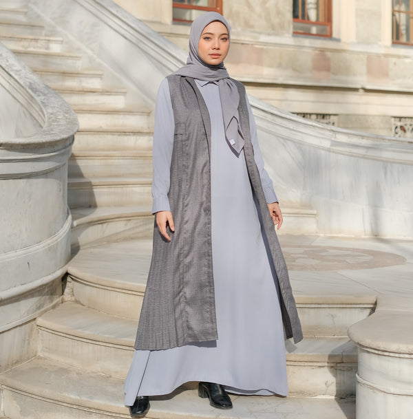 Sahara Dress Set (Gamis Syari Wanita) Blue Grey Size L