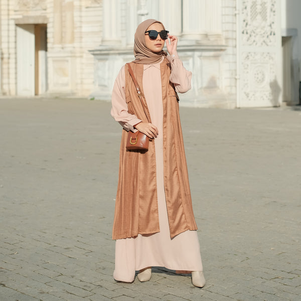 Sahara Dress Set (Gamis Syari Wanita) Creamy Brown Size L