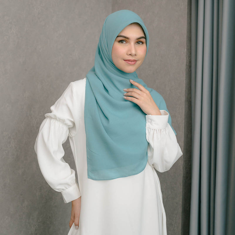 Mima Square Syari (Hijab Segiempat Syari) Blue Tosca