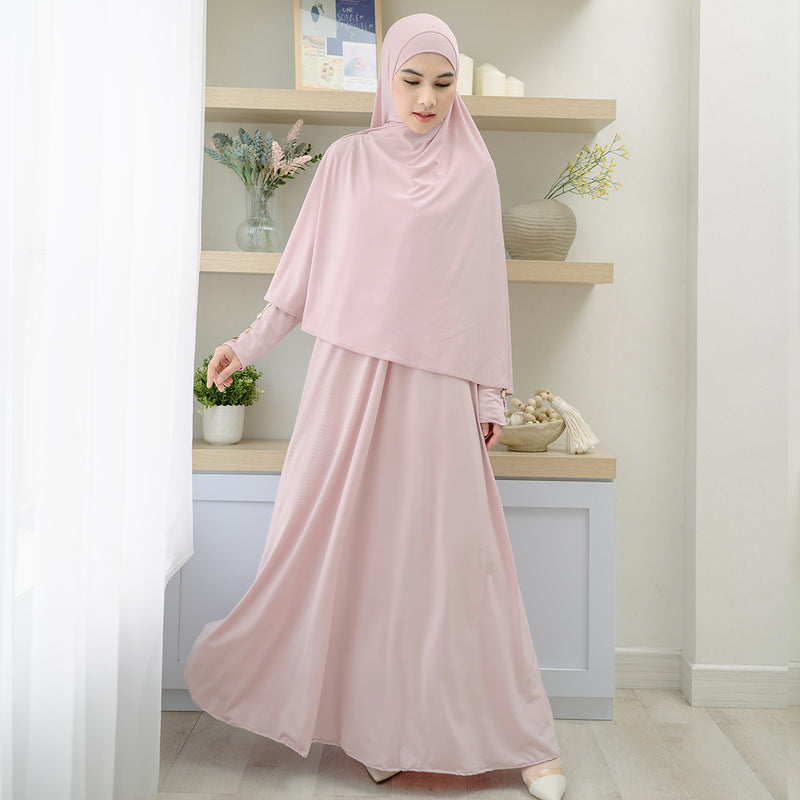 Hafisa Abaya Set Pink Pastel