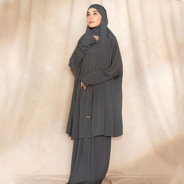 Shameera Prayer Set Series 2 in Dark Grey (Lozy x Hamidah)