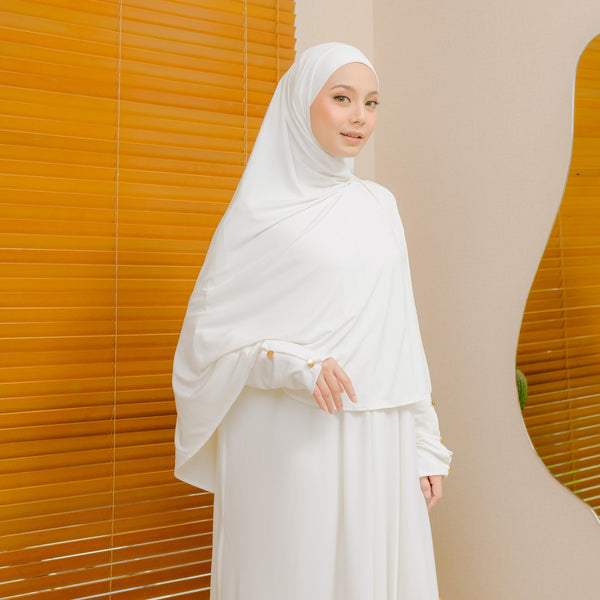 Pre Order Hafisa Abaya Set Broken White