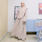 Hafiza Abaya Set Nude Cream