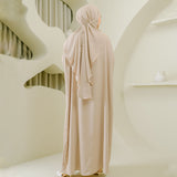Hafsha Abaya Set Nude Cream