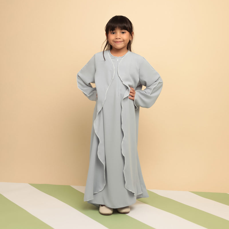 Pre Order Aisha Abaya Dress Kids Baby Blue 5-6Th