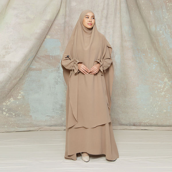 Alina Abaya Set Lozy x Cut Syifa Malt Choco M