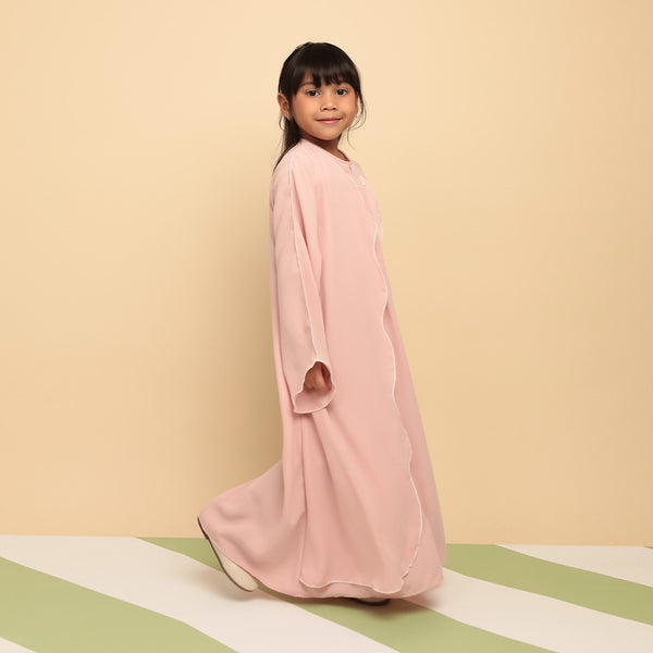 Pre Order Aisha Abaya Dress Kids Pink Pastel 5-6Th