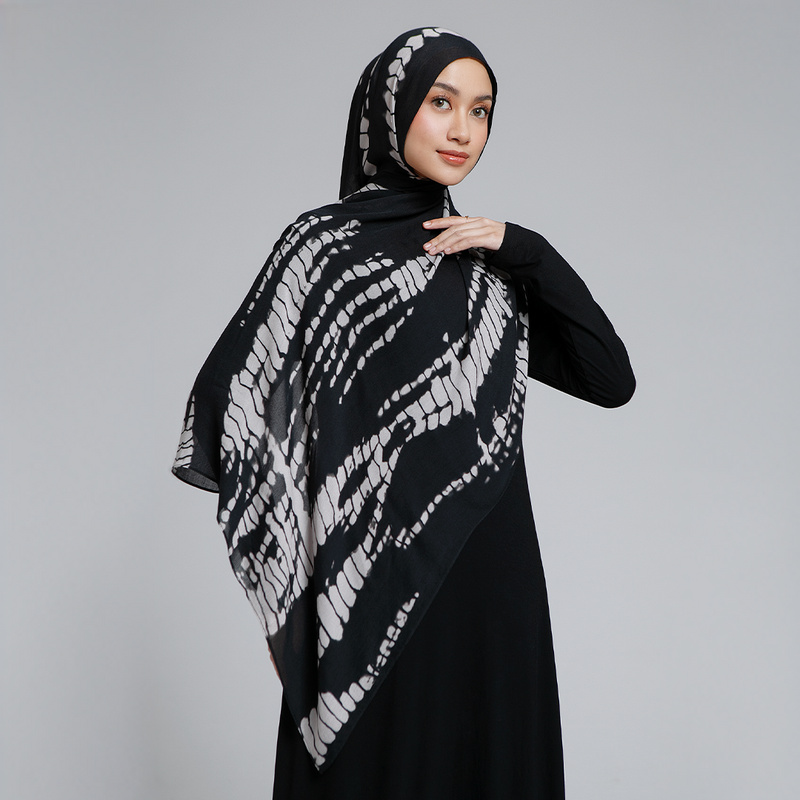 Viscose Printed Modal Black Ripple
