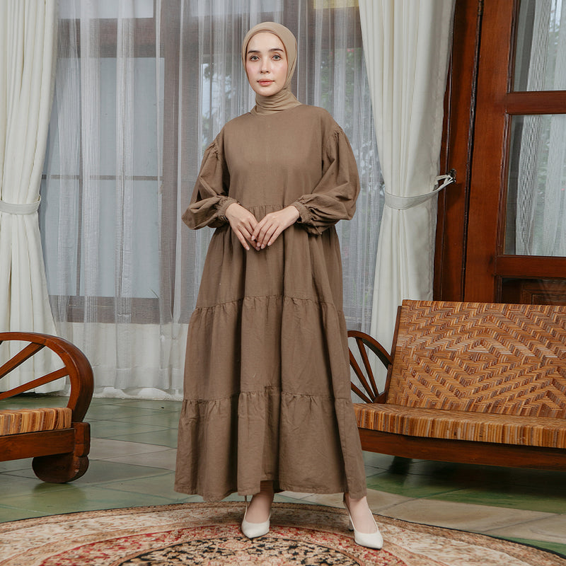 Hafa Sarimbit Series Dress Ibu Soft Brown (Lozy x Hamidah)