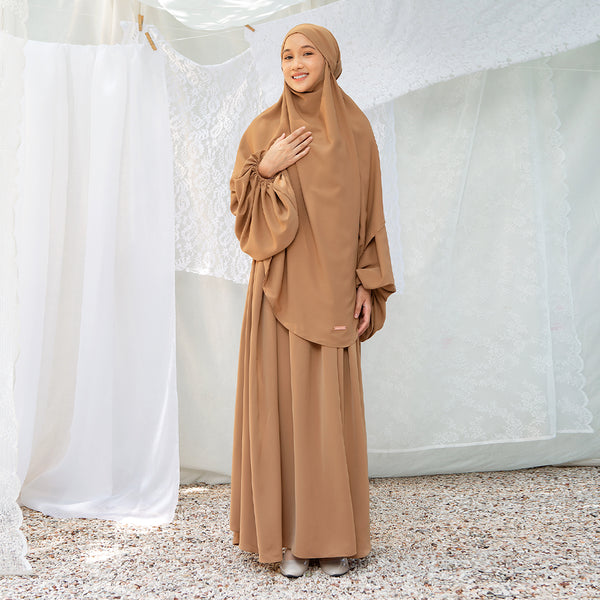 Mida Abaya Khimar Set in Caramel (Lozy x Hamidah)