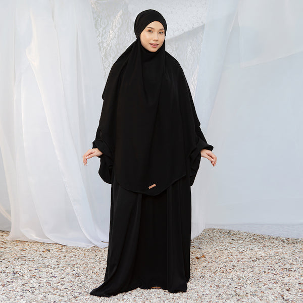 Mida Abaya Khimar Set in Black (Lozy x Hamidah)