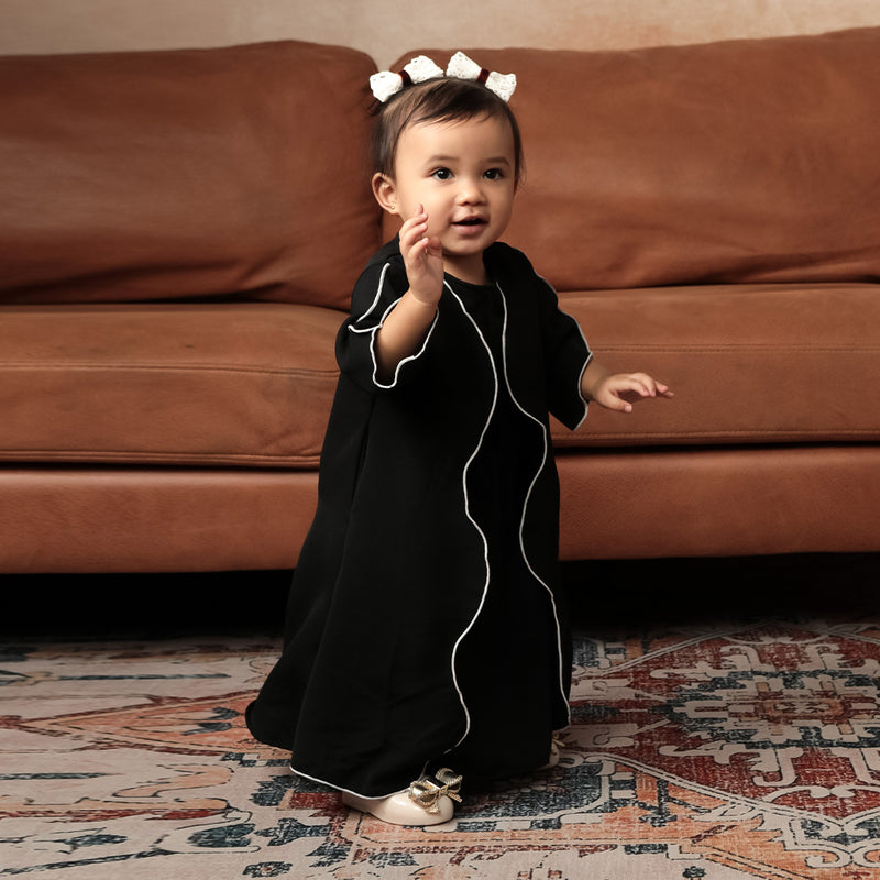 Pre Order Aisha Abaya Dress Kids Black 3-4Th