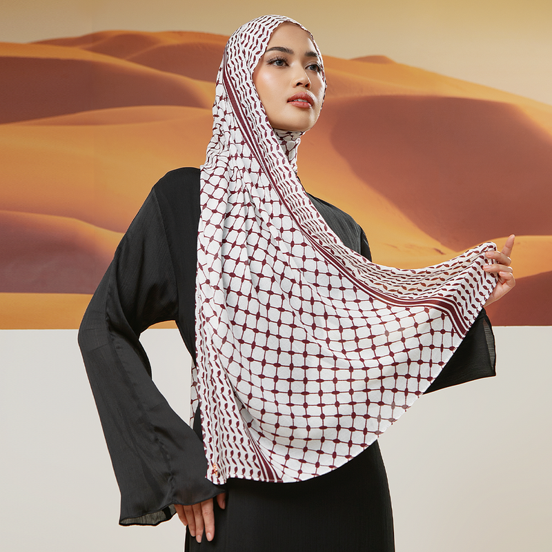 Viscose Printed Modal Burgundy Keffiyeh