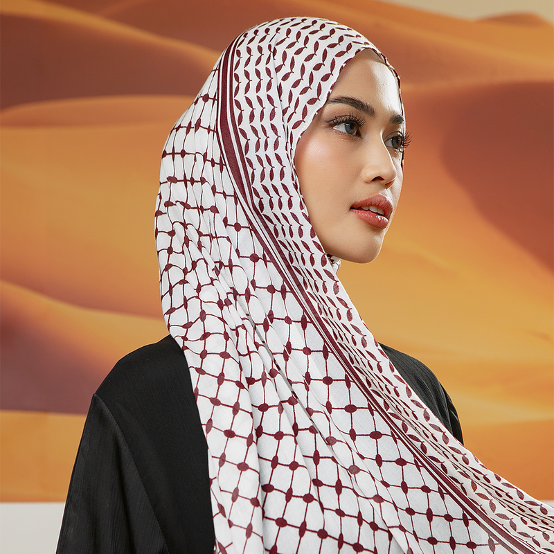 Viscose Printed Modal Burgundy Keffiyeh