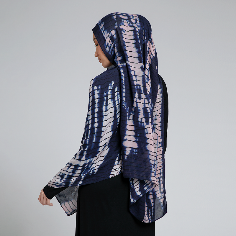 Viscose Printed Modal Navy Ripple