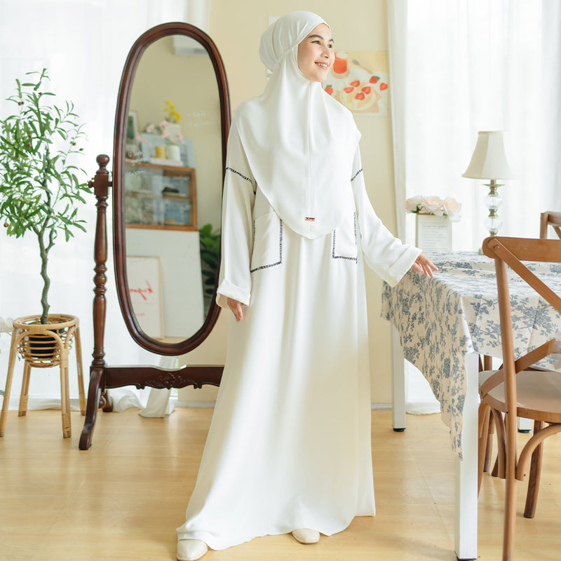 Sahla Abaya Set Broken White