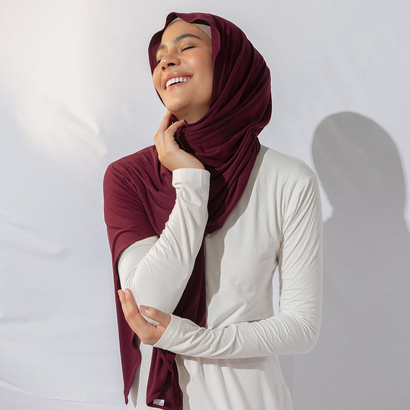 Tana Shawl (Pashmina Kaos Rayon) Burgundy