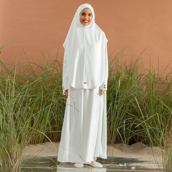 Asma Abaya Set Broken White S-M