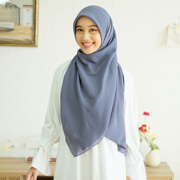 Mima Square Syari (Hijab Segiempat Syari) Blue Pansy