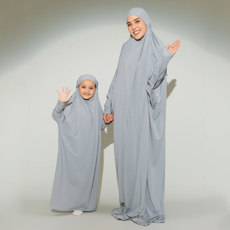 Shameera Abaya Kids in Light Grey 3-4 Tahun (Lozy x Hamidah)