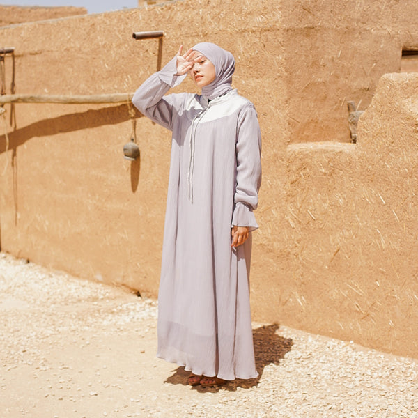 Sauda Pleats Dress Light Grey