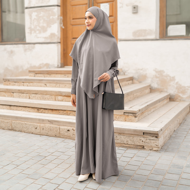 Humaya Abaya Set Grey Orchid