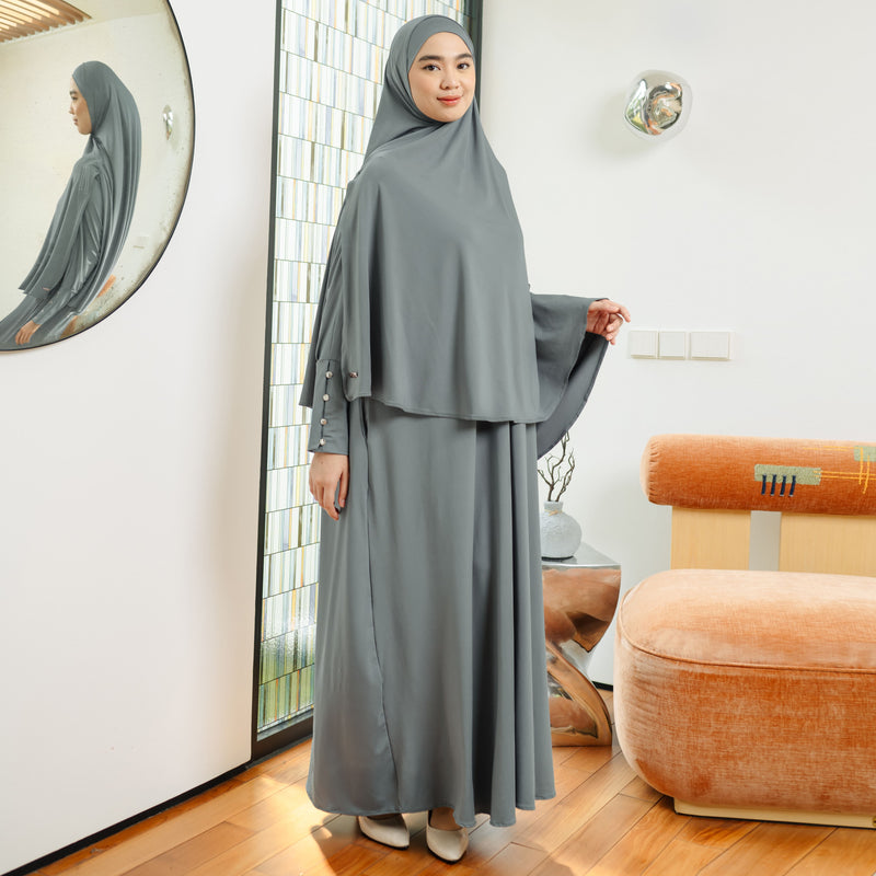 Hafisa Abaya Set Smoke Grey