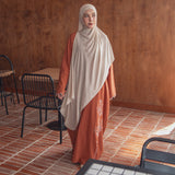 Embroidery Pashmina Bandana Lozy x Hamidah Cream Almond
