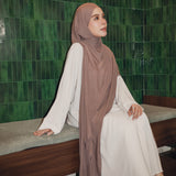 Embroidery Pashmina Bandana Lozy x Hamidah Milky Coffee