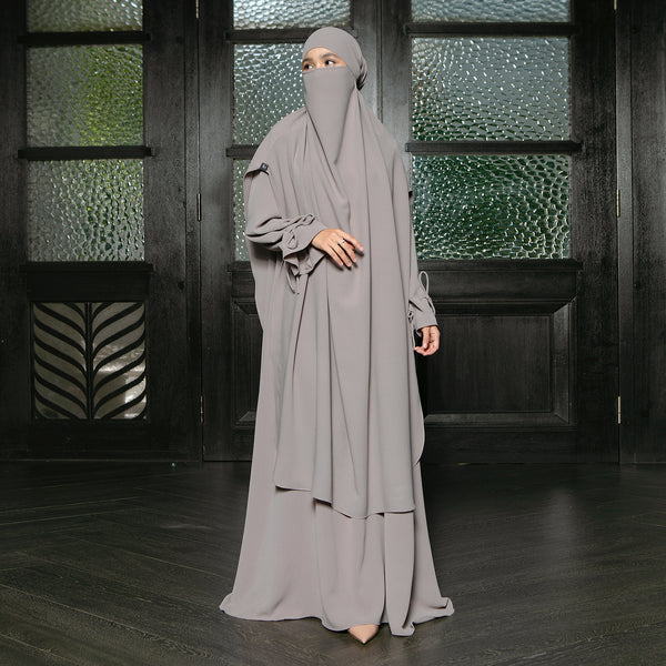 Alina Abaya Lozy x Cut Syifa Grey Cream XL