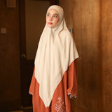 Embroidery Khimar Bandana Lozy x Hamidah Cream Almond