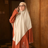 Embroidery Khimar Bandana Lozy x Hamidah Cream Almond
