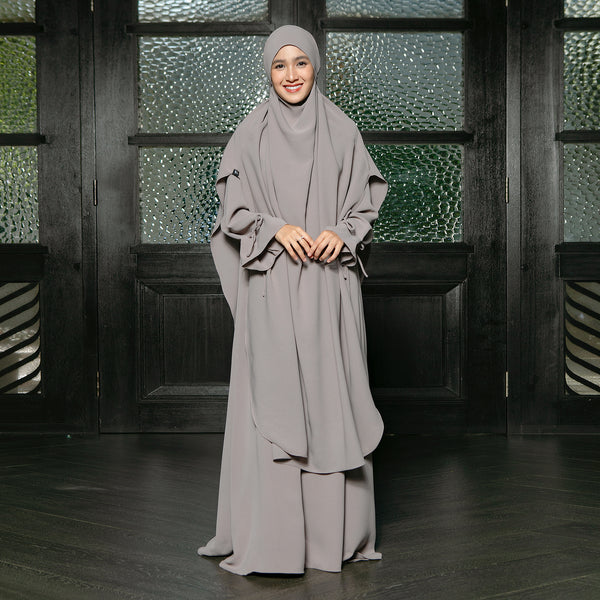 Alina Abaya Lozy x Cut Syifa Grey Cream L