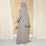 Syaza Abaya Lozy X Cut Syifa Grey Cream XL (Gamis Haji dan Umrah)