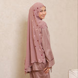 Floure Embroidery Shawl Dark Nude Pink