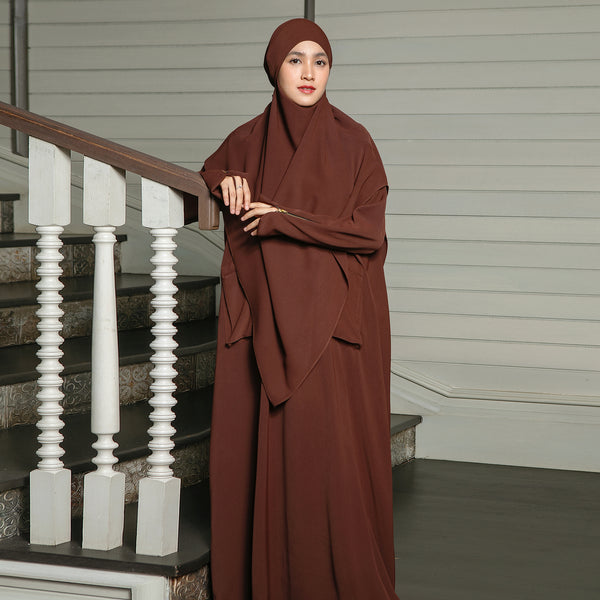 Syaza Abaya Lozy X Cut Syifa Mahogany S (Gamis Haji dan Umrah)