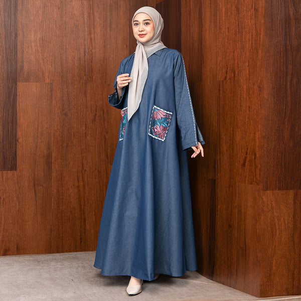 Irish Dress Denim Embroidery Royal Blue