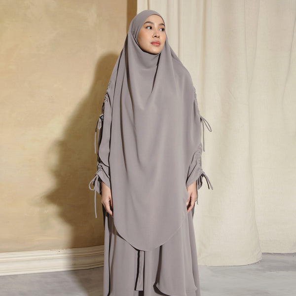 Yasmin Abaya Lozy x Cut Syifa Grey Cream L