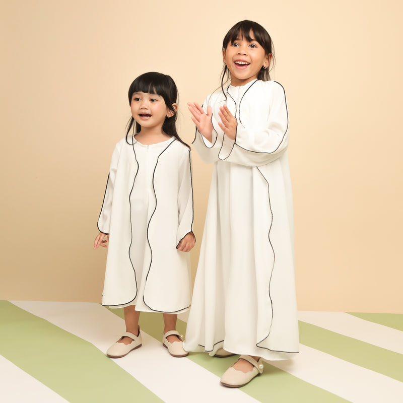 Pre Order Aisha Abaya Dress Kids Broken White 5-6Th