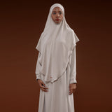 Humaya Abaya Set Cream Almond New Material