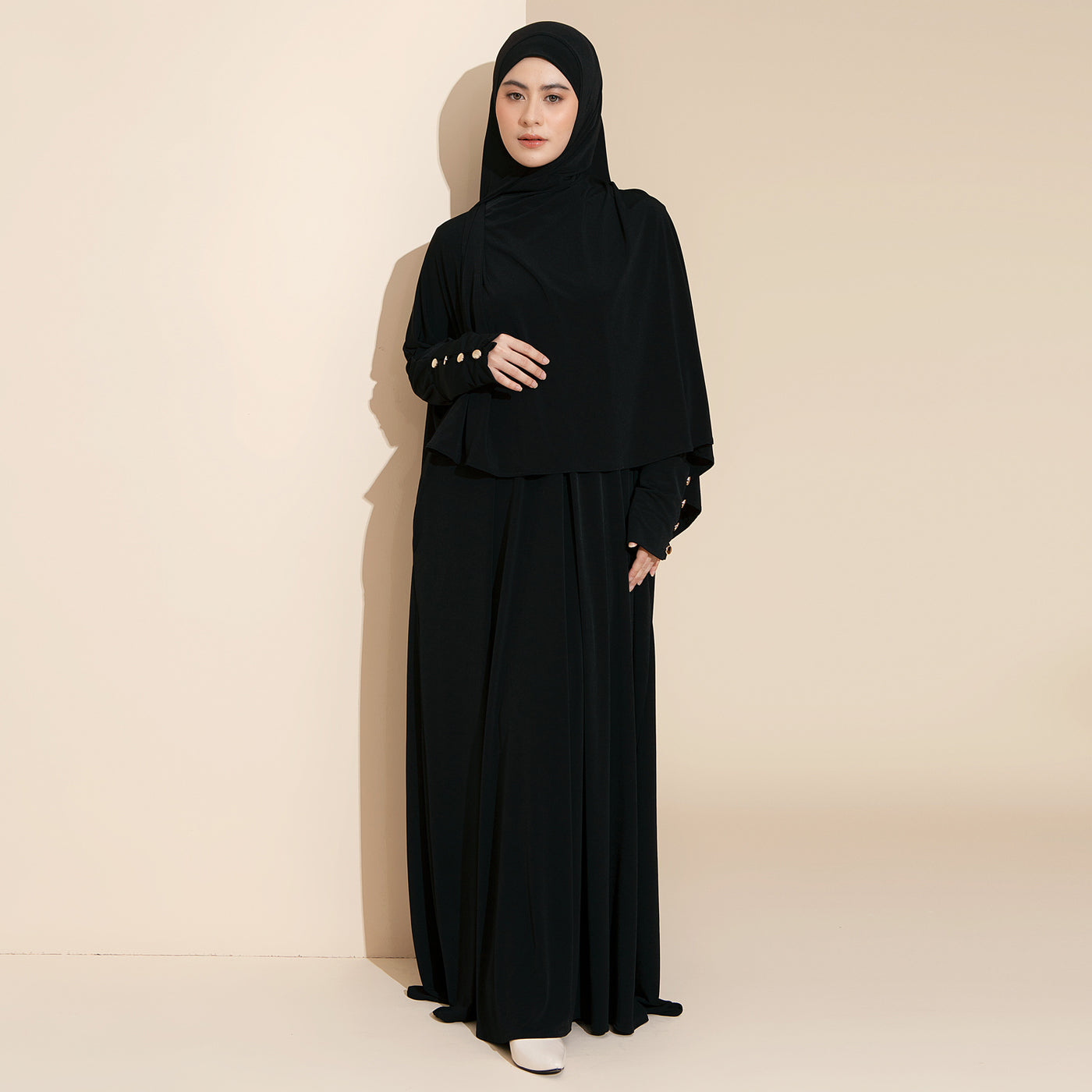 gamis abaya 3 点セット Hafisa Abaya Set Black – Lozy
