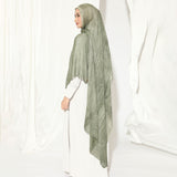 Viscose Crinkle Highlight Shawl Moss Green