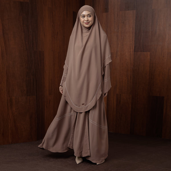 Havina Abaya Set Soft Brown New Material