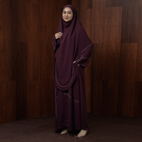 Havina Abaya Set Violet New Material